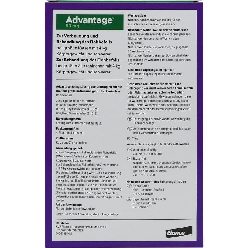 ADVANTAGE 80 mg f.gr.Katzen u.gr.Zierkaninchen