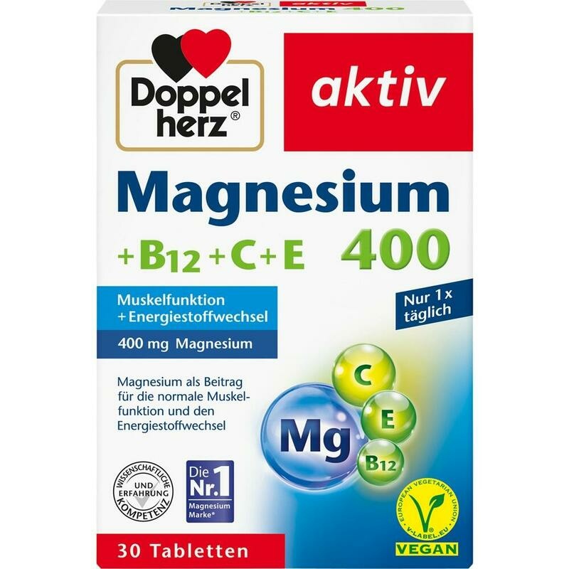 DOPPELHERZ Magnesium 400+B12+C+E Tabletten