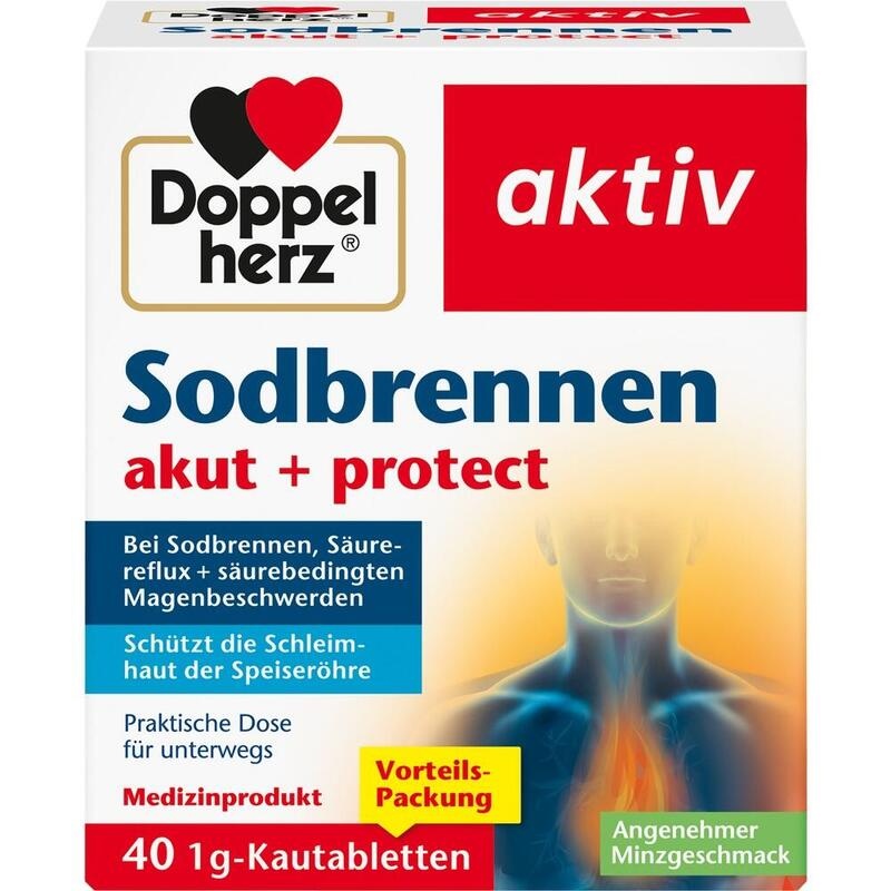 DOPPELHERZ Sodbrennen akut+protect Kautabletten