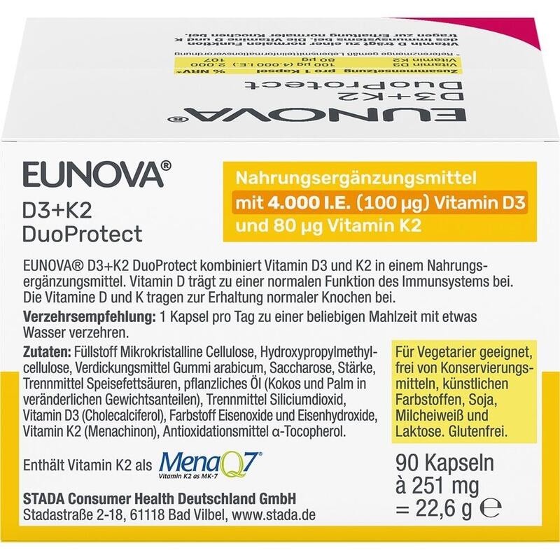 EUNOVA DuoProtect D3+K2 4000 I.E./80 μg Kaps.Kombi