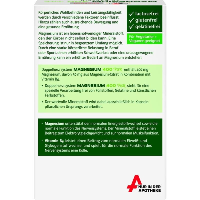 DOPPELHERZ Magnesium 400 Pur system Kapseln